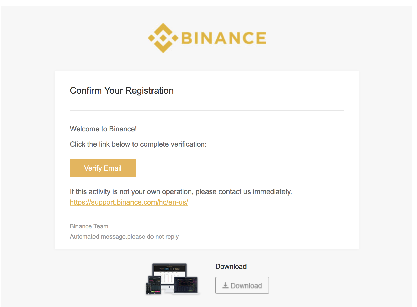 how to email binance